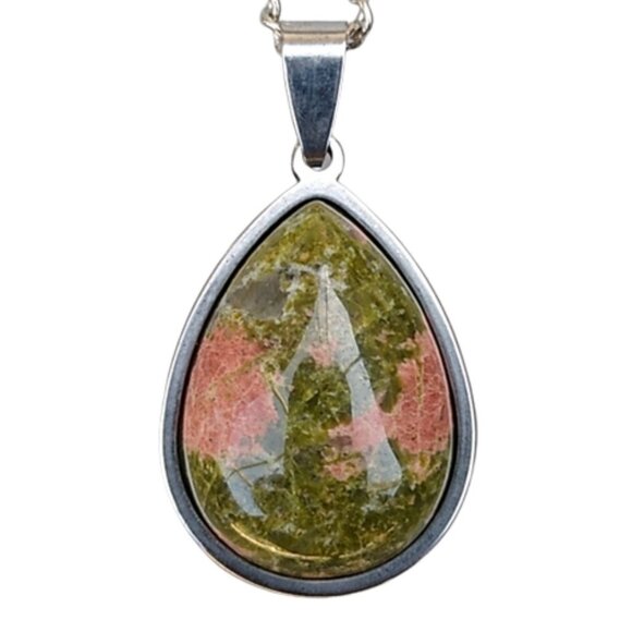 Handmade Unakite Pendant - Picture 2 of 3